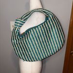 Melie Bianco Anthropologie The Brigitte Satchel by Melie‎ Bianco Raffia Edition turquoise NEW Photo 1