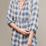Maeve Anthropologie Cavalon Plaid Peplum Tunic Top Blue Size XSmall Photo 2