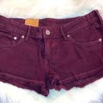 H&M NWT  Denim Mini Shorts Burgundy Size 8 Photo 0