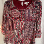 Christopher & Banks  Red Patterned Blouse Photo 0