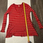 Free People  Waffle Knit High Low Oversized S Red/Beige Nautical Cherry Girl Boho Photo 9