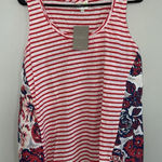 Anthropologie  Porridge Womens Tank Top Sz XS Striped Floral Cotton Linen Blend Photo 0