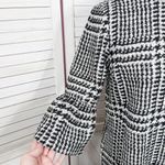 ZARA Houndstooth Check Bell Cuff Shift Mini Dress Black Cream Medium Photo 6