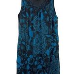 Maggie Barnes Dramatic Teal Black Sheer Lined Sleeveless Beaded V Photo 0