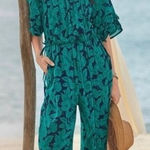 Sundance  NEW Grand Bays Jumpsuit Size S Floral Ruffle Sleeve Pockets Photo 0