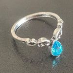 Teal crystal silver ring size 4.5 Photo 1