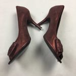 Parisian Kennedy Studded Bow‎ Peep Toe Heels Red Size 9 Photo 3