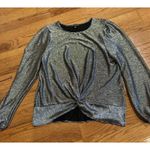INC Womens Silver Top NWT Dressy Top Twist Top Long Sleeves XXL Photo 5