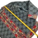 Vintage Icelandic Design Floral Embroidery Wool Cardigan Sweater Blue Size M Photo 9