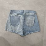 REWASH  Two-Tone Striped Blue Denim Shorts Photo 3