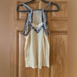 BKE  Cream Beige Blue Floral Patch Work Tank Top Women’s large Photo 3