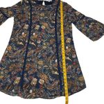 DR2 Daniel Rainn Paisley Shift Dress Open Trim Bell Sleeves Blue Red Size L Size L Photo 9