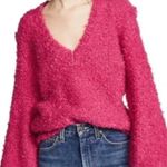 C/MEO COLLECTIVE Sweater Coco Knit Balloon Sleeve V-neck Wool Blend Hot Pink XS Photo 0