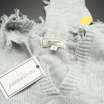 No Comment  NY-LA Smiley Face Distressed Gray Knit Sweater Photo 7