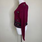 Hunt Club Vintage  Maroon Sweater Floral Design Sz Small Linen Cotton Photo 2