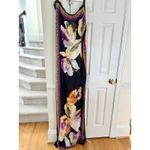 Chico's  Black Orange Purple Orchid Floral Print Shawl Wrap Scarf Photo 3