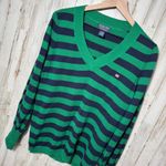 Polo Jeans Company Ralph Lauren Striped V Neck Sweater Green Navy Women's XL Photo 0