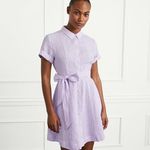 Hill House Laura Pinstripe Lilac Belted Linen Shirt Dress Photo 0