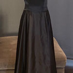 Women’s Black One Shoulder Satin Full Length Prom Party Dress Corset Back Size 2 Photo 0