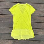 Anthropologie Bright Lime Green/Yellow V-Neck Short Sleeve Shirt w/ Button Neck Photo 6