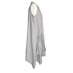 For Cynthia Dress L Gray Button Up Linen Lagenlook Pockets Sleeveless Minimalist Photo 5