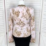 Anthropologie Shae Floral Ribbon Trim Cardigan Sweater Pink Tan Large Photo 3