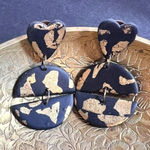 Black And Gold Polymer Clay‎ Dangle Earrings Fashion Costume Statement Jewelry Photo 0