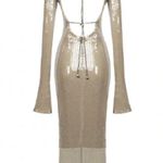 NEW Alix Earle Gold Sequin Open Back Cocktail Midi Dress Size L Photo 11