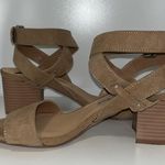 Penny Loves Kenny Strappy Wrap Ankle Open Toe Heels Tan Microfiber Women’s 8 Photo 8