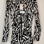 Missguided  Women’s Tall Zebra Print Tie Front Mini Dress Black & White Sz 4 NWT Photo 8