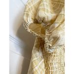 Yellow Plaid Cropped Top Puff Elastic Sleeve Elastic Back Size Large Photo 2