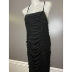 Club L London Dress Womens 10 Black Ruched Bodycon Midi Spaghetti Strap Made UK Photo 4