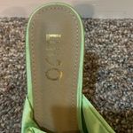 EGO Womens  Adorable Satiny Green High Heel Mules With Bow Photo 2