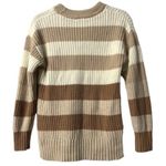 Striped Sweater S Long Sleeve Beige Brown Cream Earthy Neutral Country Cowgirl Tan Size 4 Photo 2
