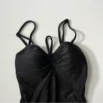 Aerie Shine Rib Strapless Cheeky One Piece Swimsuit Black NWT Photo 3