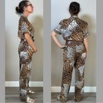 Vintage Short Sleeve Animal Print Jumpsuit by Caron of Chicago size Small/Medium Brown Photo 2
