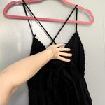 Aerie  Black Crochet Gauzy Criss Cross Tie Back Tiered Boho Beach Mini Dress L Photo 4