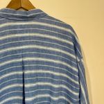 J.Jill Love Linen Blue White Stripe Button Back Shirt 100% Linen Size Large Photo 3