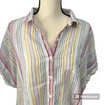 Beach Lunch Lounge | Women's Multi Striped Boxy Linen Cotton Blend Blouse Sz L Photo 1