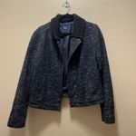 Gap  Coat Sweater Navy Blue Button Cropped Tweed Wool Blend Collar Sz L Photo 2