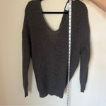 Jun & Ivy  Sweater Womens Size Large Twist Back Open Knit Grey Speckled Pullover Photo 3