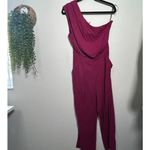 Free People NEW Avery Jumpsuit One Shoulder Magenta Pink Sz 6 Small Modern Muse Photo 2