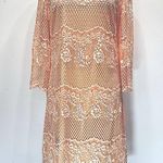 Pale Orange Peach Sheer Mesh Lace Overlay Fairy Dress 3/4 Sleeves Wendy Bird Photo 0