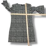 ZARA Houndstooth Check Bell Cuff Shift Mini Dress Black Cream Medium Photo 12