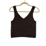 Madewell V Neck Ribbed Knit Sweater Tank Top Wool Cotton Small Dark Brown Small Photo 2