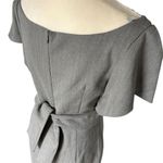 Milly  Women's Gray Flutter Sleeve Wool Sheath Dress Size 6 Formal Midi Length Photo 4