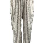 ZARA Beige White Striped Tassel Tie High Waisted Tapered Trouser Pants Size M Photo 2