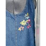 Christopher & Banks Jumper dress denim embroidered ribbon flowers 1990s Photo 4