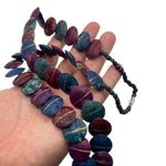 Vintage Cleopatra Purple Beaded Pendant Necklace & Circular Earrings Set Photo 11