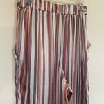 Soulmates satin striped pants elastic waist belted pink grey women’s size M Photo 3
